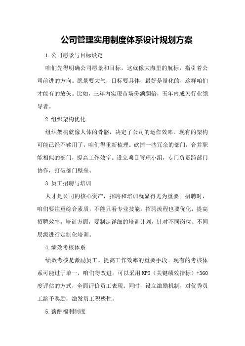 公司管理实用制度体系设计规划方案