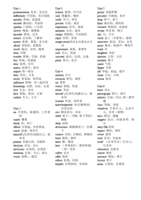 九年级英语重点词汇