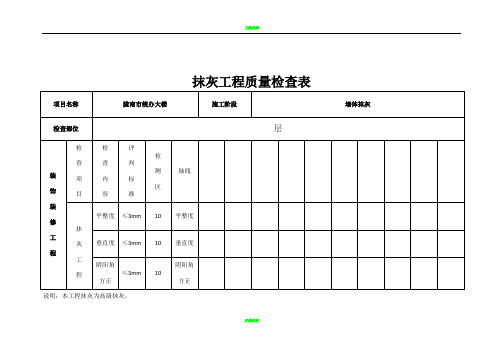 抹灰工程质量检查表