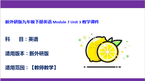 新外研版九年级下册英语 Module 7 Unit 3 教学课件