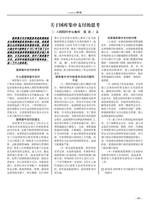 关于国库集中支付的思考