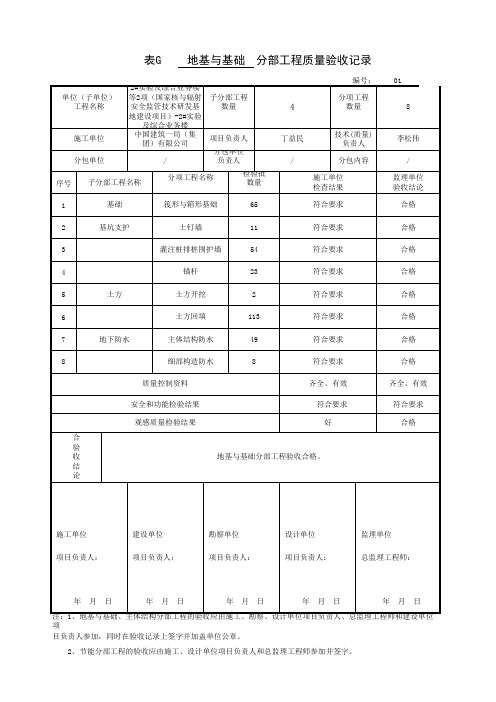 地基与基础分部工程质量验收记录