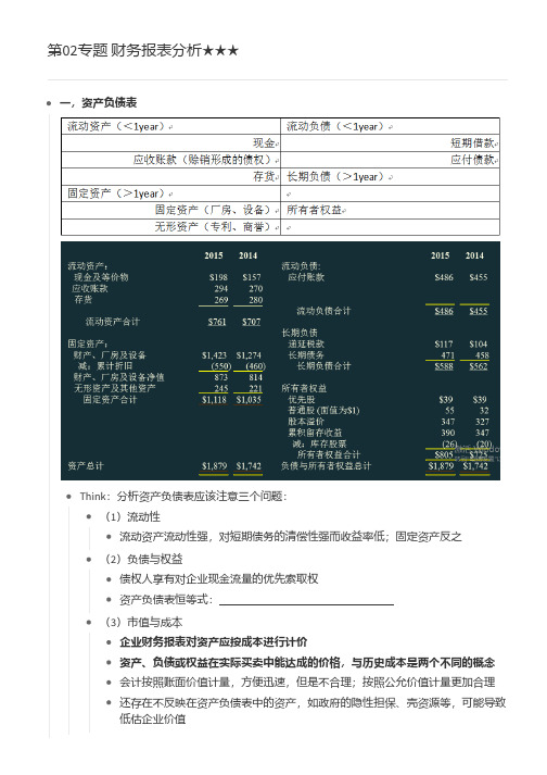 《公司理财》罗斯 第02专题 财务报表分析