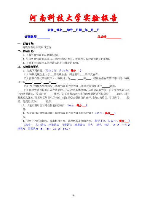 铸铁显微组织观察与分析-河南科技大学