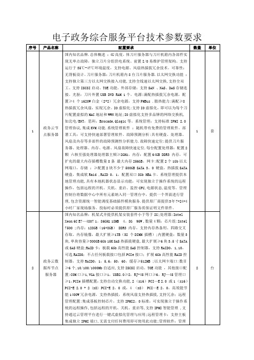 电子政务综合服务平台技术参数要求