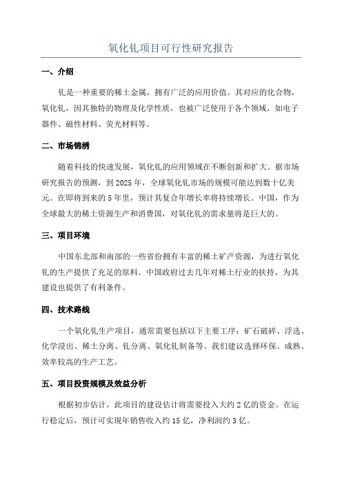 氧化钆项目可行性研究报告