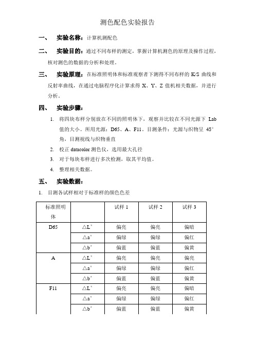 测色配色实验报告