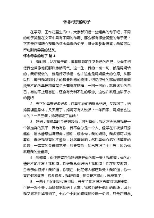 怀念母亲的句子