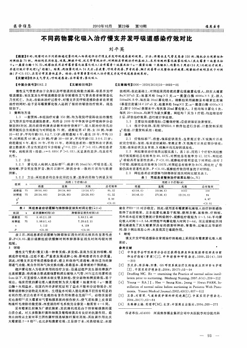 不同药物雾化吸入治疗慢支并发呼吸道感染疗效对比