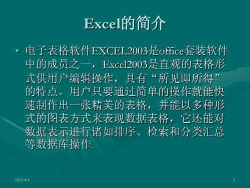 第一节Excel的简介