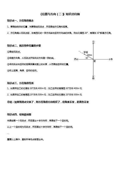 人教版六年级数学上册 位置与方向 知识点归纳