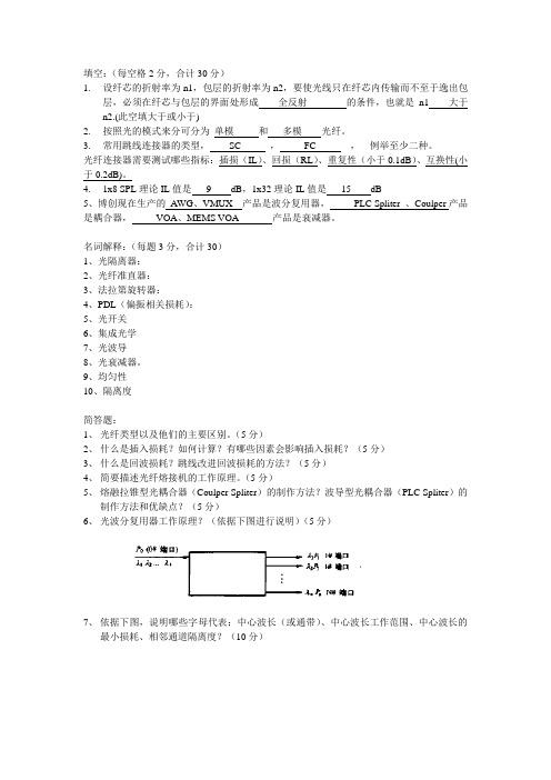 光无源器件试题