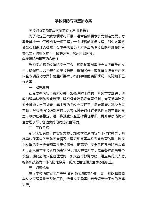 学校消防专项整治方案