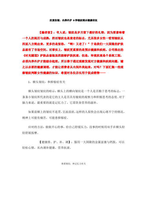 抗衰拒皱,内养外护 9种皱纹暗示健康状况