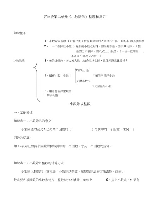 人教版五年级上册数学小数除法知识全面整理