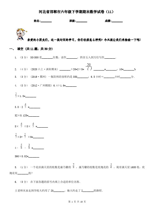 河北省邯郸市六年级下学期期末数学试卷(11)