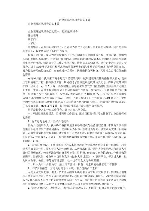 2019精选企业领导述职报告范文3篇_0