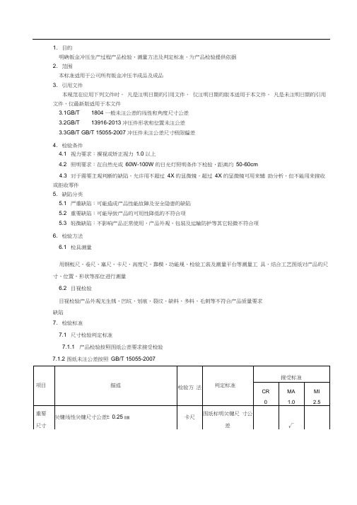 冲压件检验规范标准