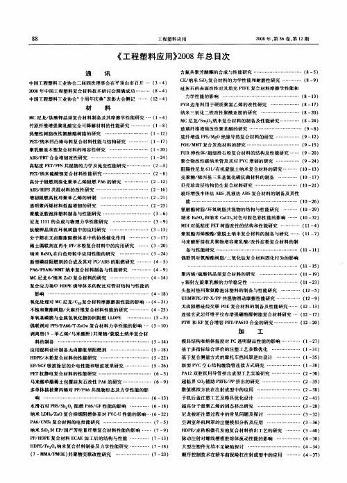 《工程塑料应用》2008年总目次