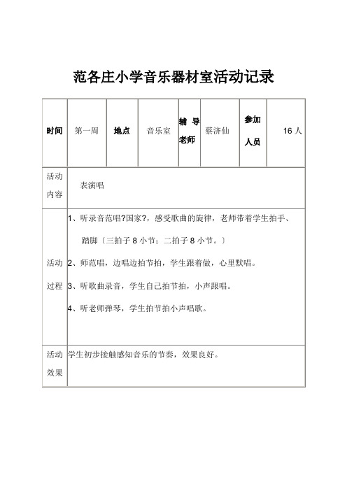 音乐兴趣小组活动记录