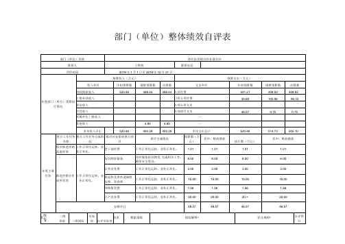 部门单位整体绩效自评表