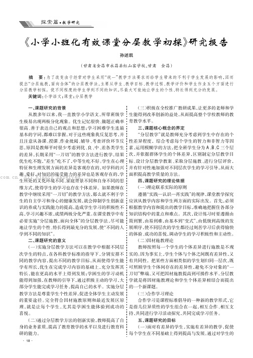 《小学小班化有效课堂分层教学初探》研究报告