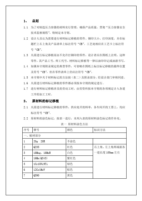 压力容器材料标记移植守则