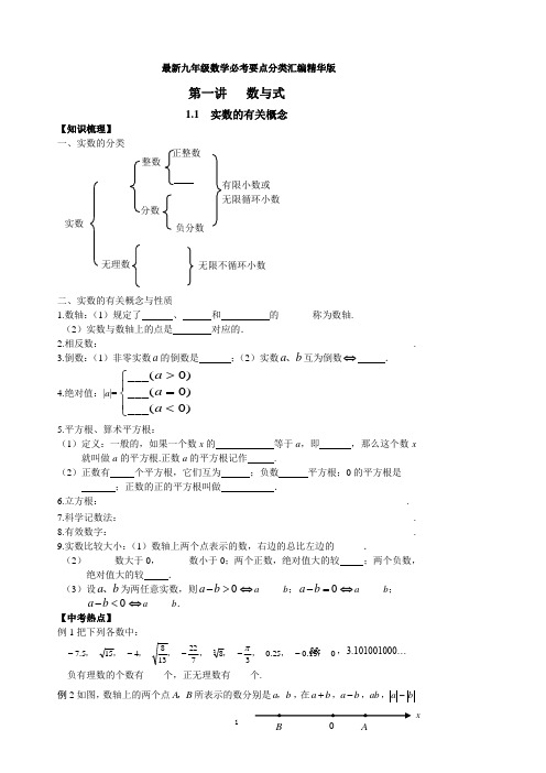 最新九年级数学必考要点分类汇编精华版 必考热点集锦