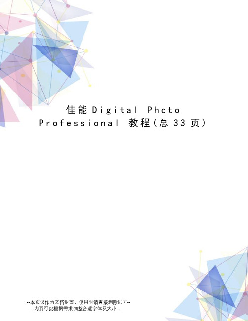 佳能Digital Photo Professional 教程