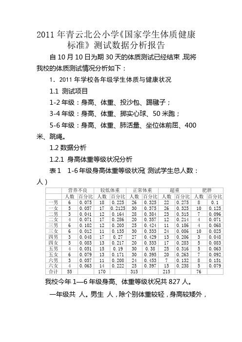 学生体质数据分析报告