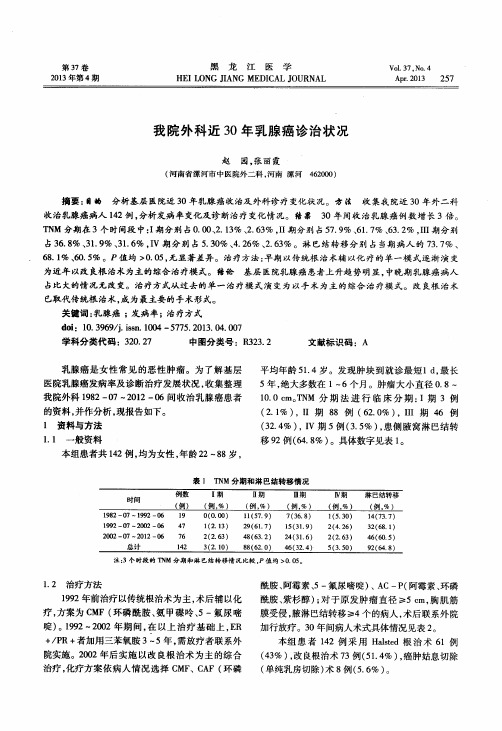 我院外科近30年乳腺癌诊治状况