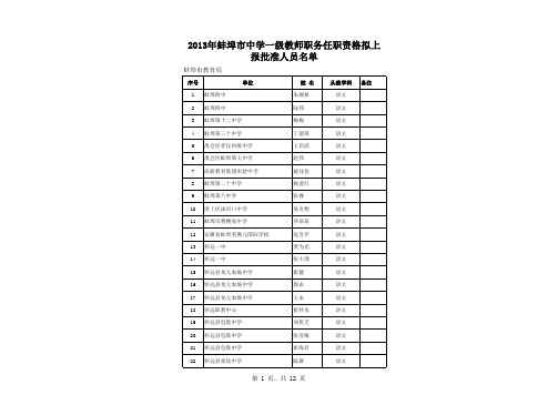 2013年蚌埠市中级职称