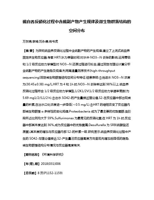 硫自养反硝化过程中含硫副产物产生规律及微生物群落结构的空间分布