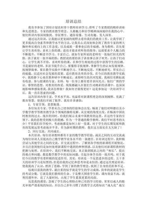 河北省农村中小学骨干教师培训总结