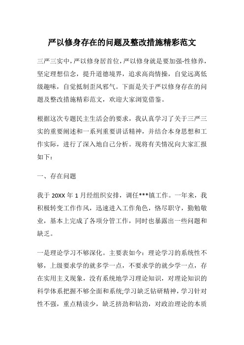 严以修身存在的问题及整改措施精彩范文