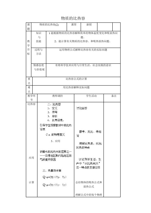 八年级物理苏科版物质的比热容2