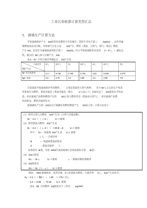 工业污染核算(芒硝分解释放二氧化硫)