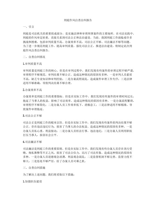 刑庭作风自查自纠报告