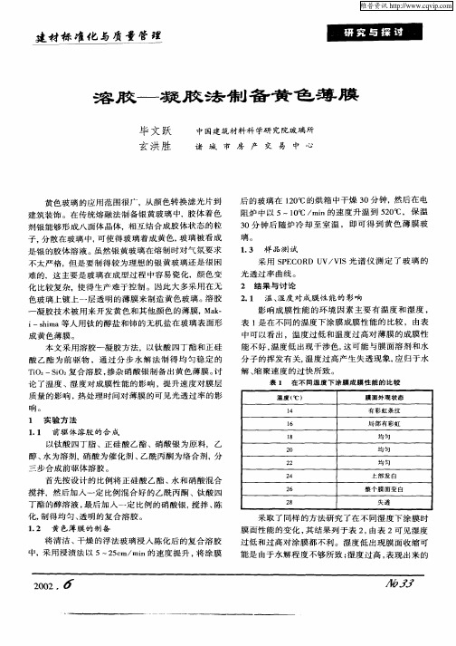 溶胶—凝胶法制备黄色薄膜