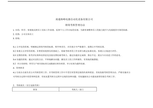 南通珠峰电器自动化设备有限公司绩效考核管理方案办法采购员绩效考核表.doc