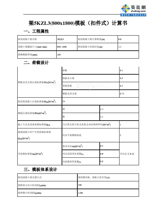 800x1800框架梁模板计算书(木胶合板)