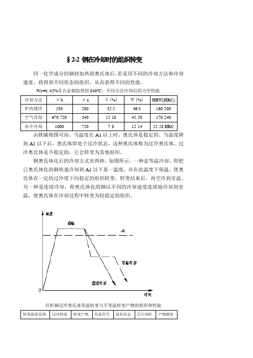 钢在冷却时的组织转变