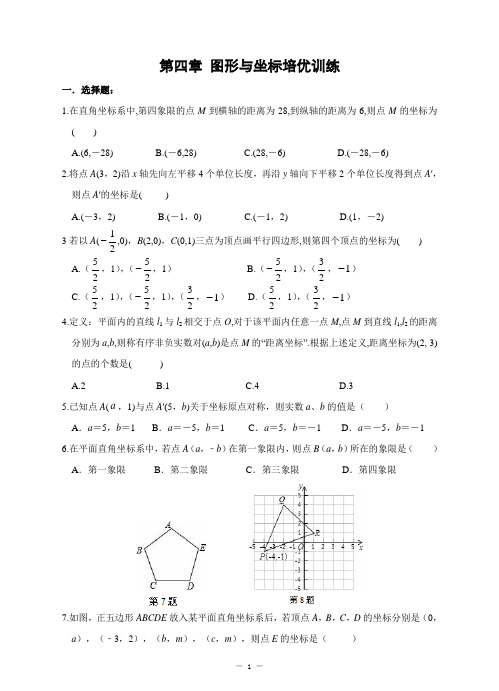 浙教版数学八年级上册图形与坐标培优训练试题(含答案)