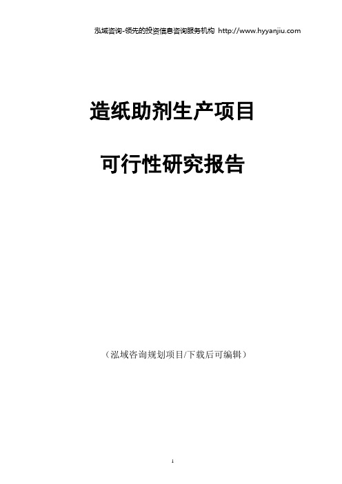 造纸助剂生产项目可行性研究报告