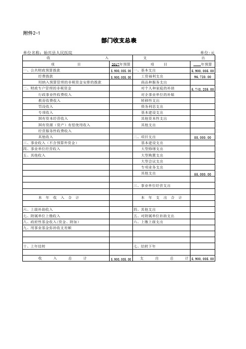 部门收支总表