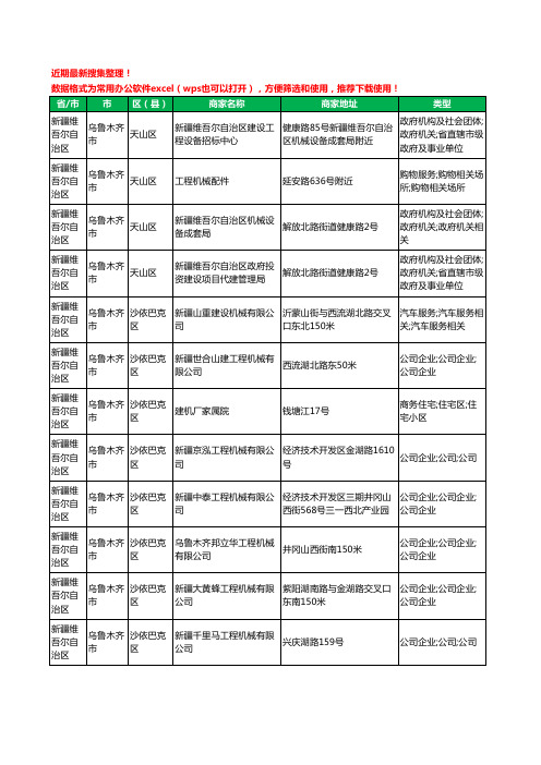 2020新版新疆维吾尔自治区建筑机械工商企业公司商家名录名单黄页联系方式电话大全312家