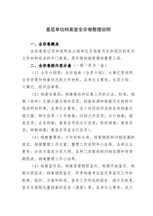 全宗卷整理说明