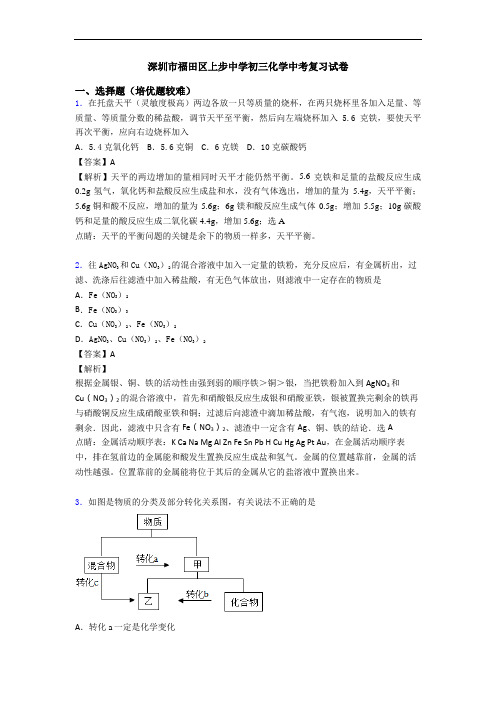 深圳市福田区上步中学初三化学中考复习试卷