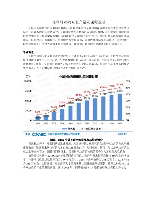 互联网营销专业介绍及课程说明