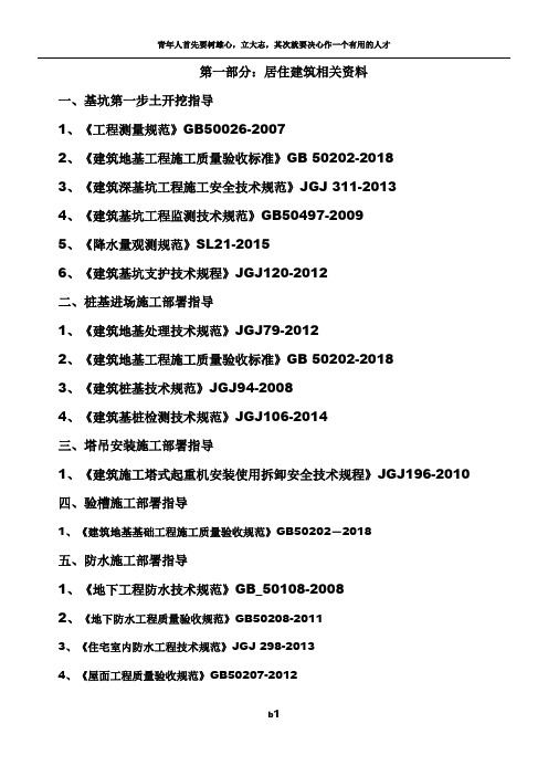 2019年建筑工程常用最新规范、图集整理汇总